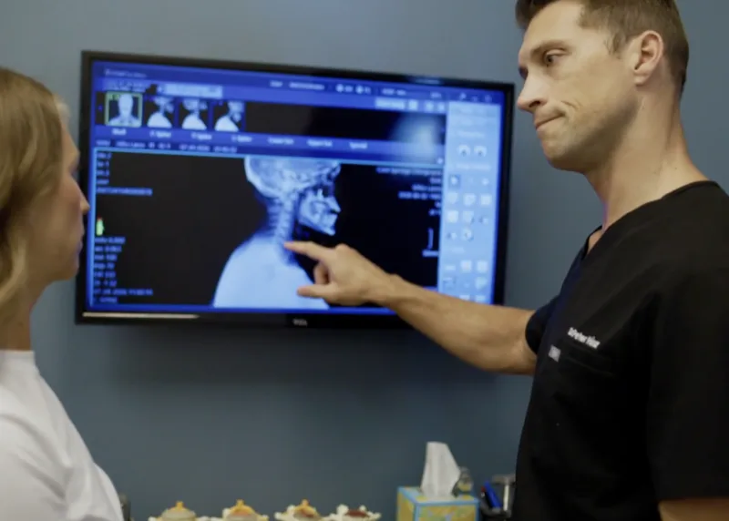 Gonstead chiropractic adjustment technique with X-ray analysis